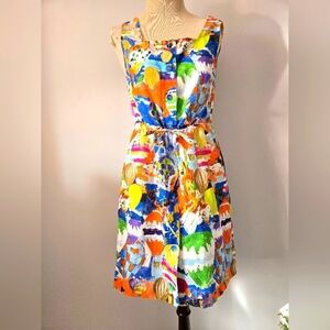 Maloka Hot Air Balloon Painted Sleeveless Midi Dress. Size Small